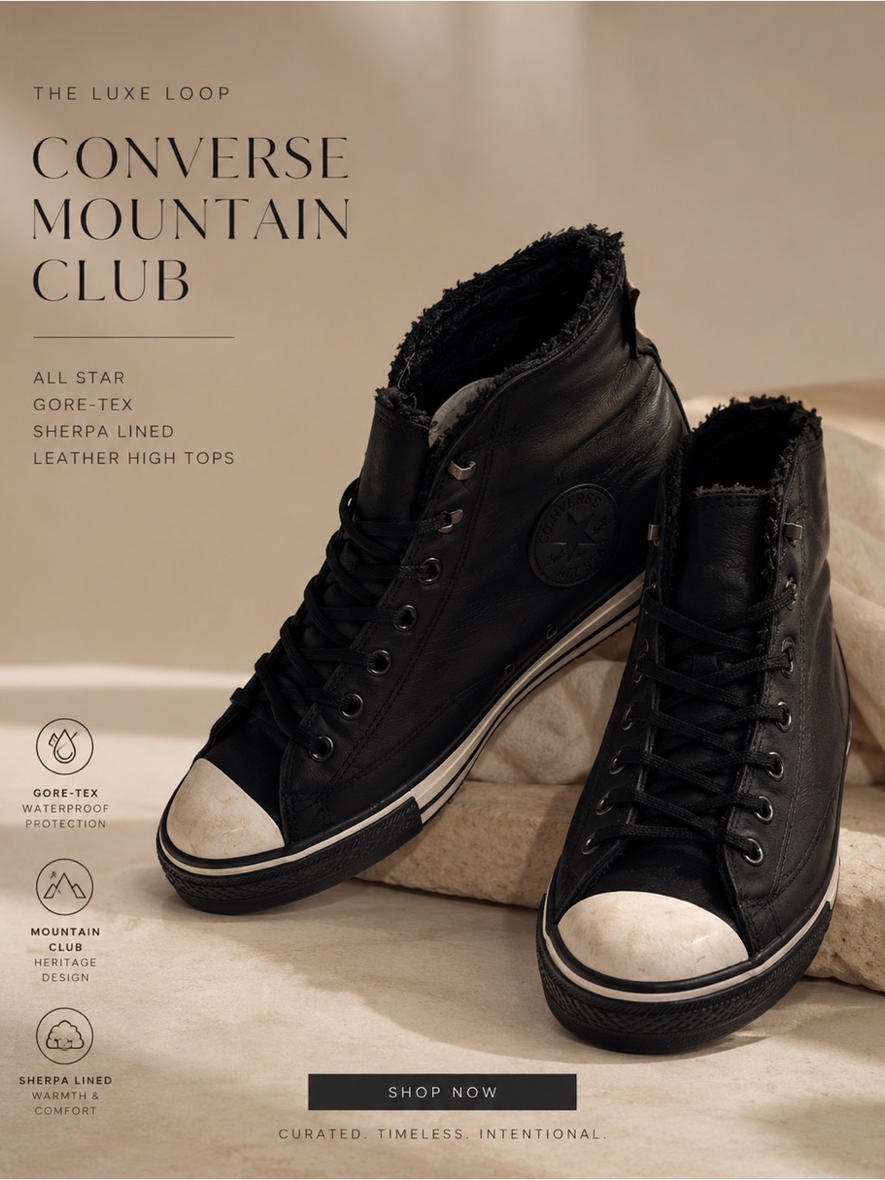 Converse Mountain Club Black Leather High-Top Sneakers